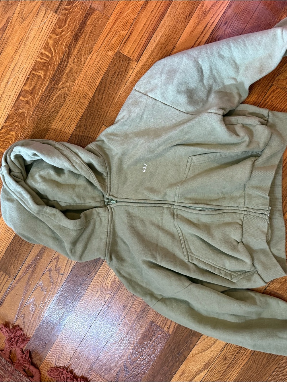 437 Olive Green Zip Hoodie Jacket